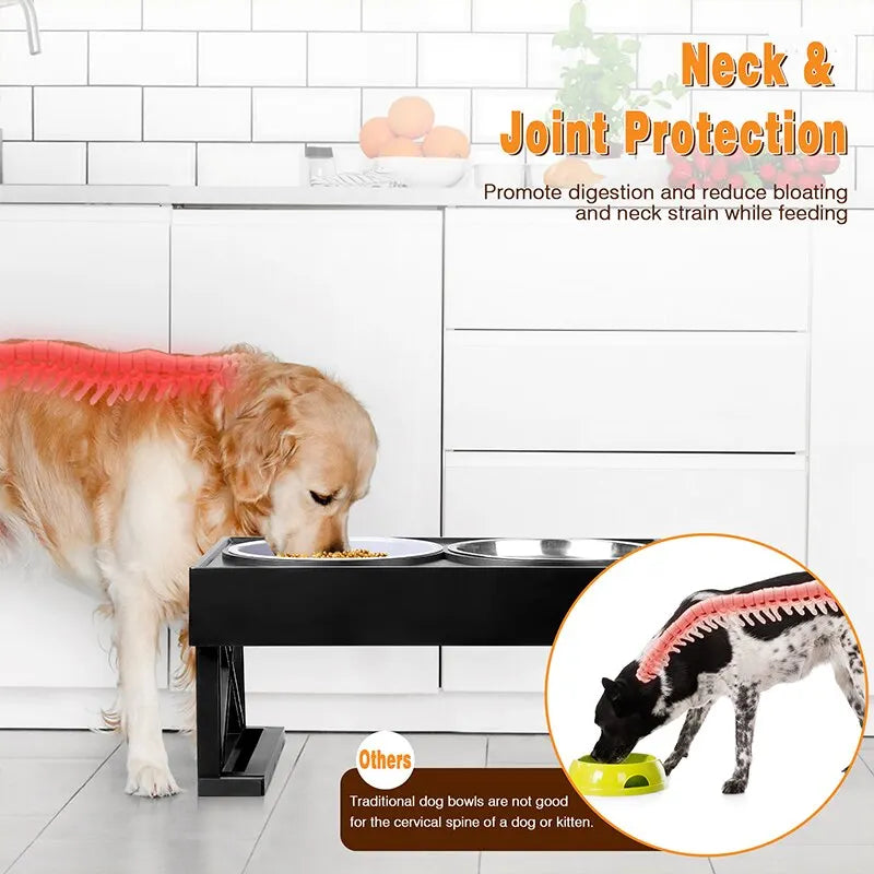 Adjustable Dog Elevated Bowls Stand