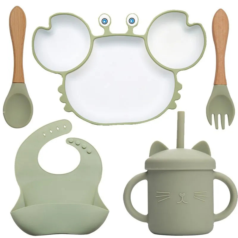 Baby Feeding Bowls Plates Spoons Set