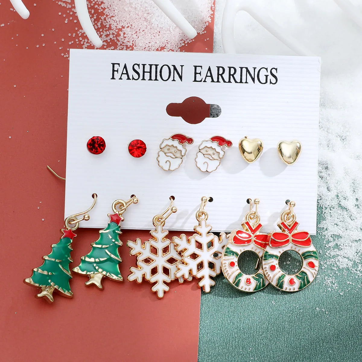 Christmas Xmas Tree Elk Earrings