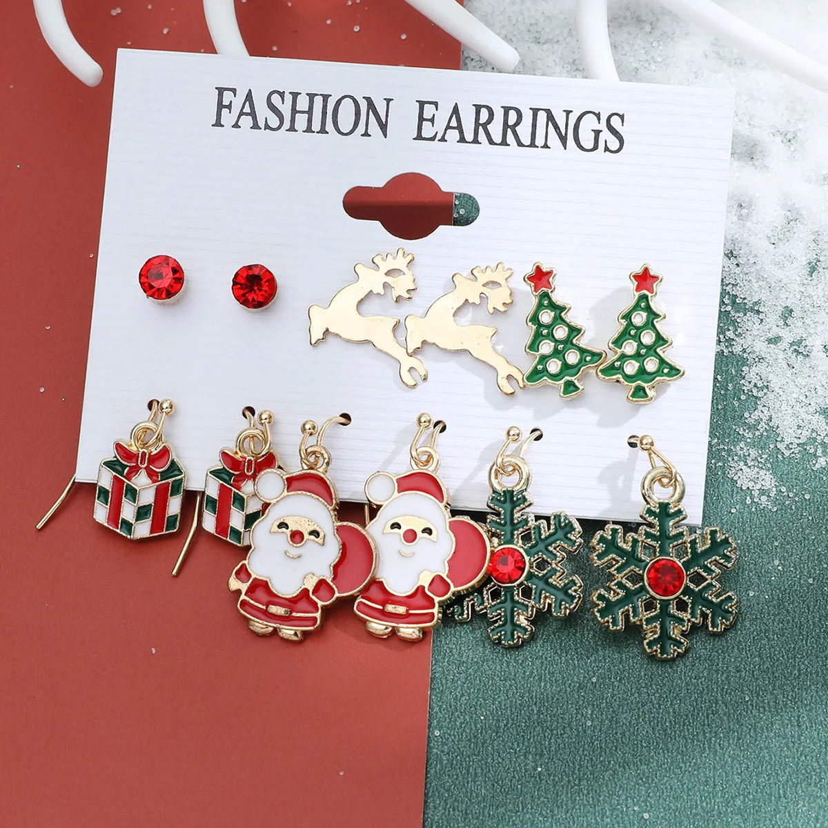 Christmas Xmas Tree Elk Earrings