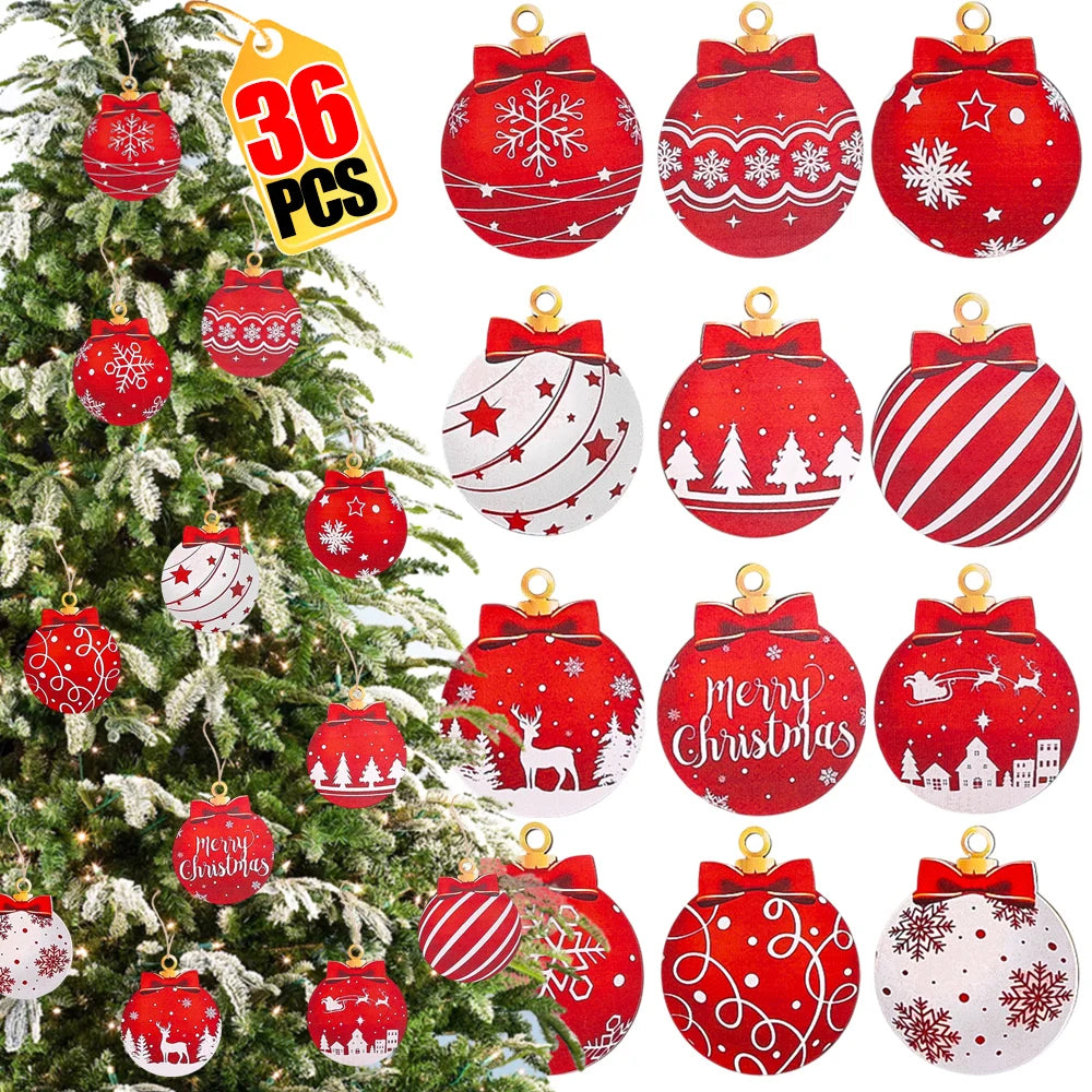 Christmas Wooden Round Baubles Tag