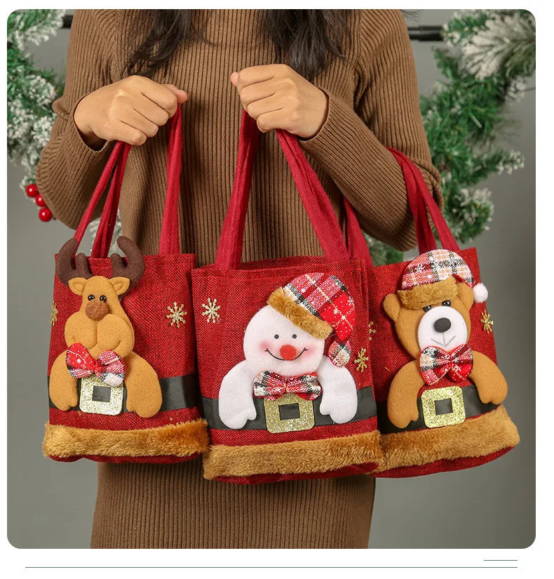 Santa Claus Snowman Deer Gift Bag