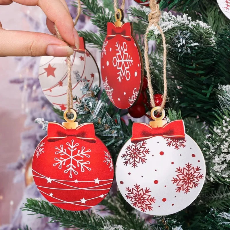 Christmas Wooden Round Baubles Tag