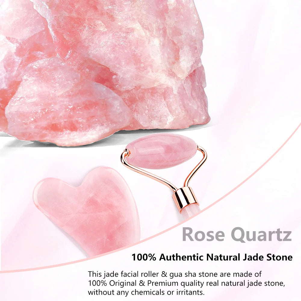 Natural Rose Quartz Jade Roller