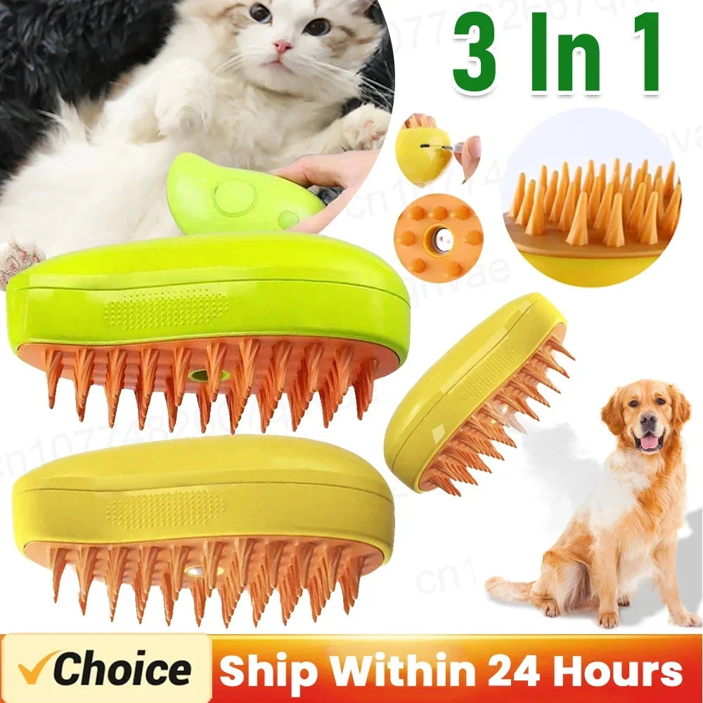 3 in 1 Cat Hair Removal Combs Steam Brush