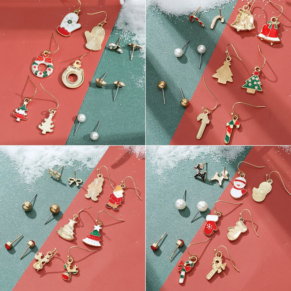 Christmas Xmas Tree Elk Earrings