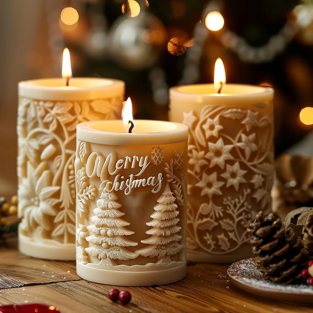 Snowman Snowflakes Pattern Candle