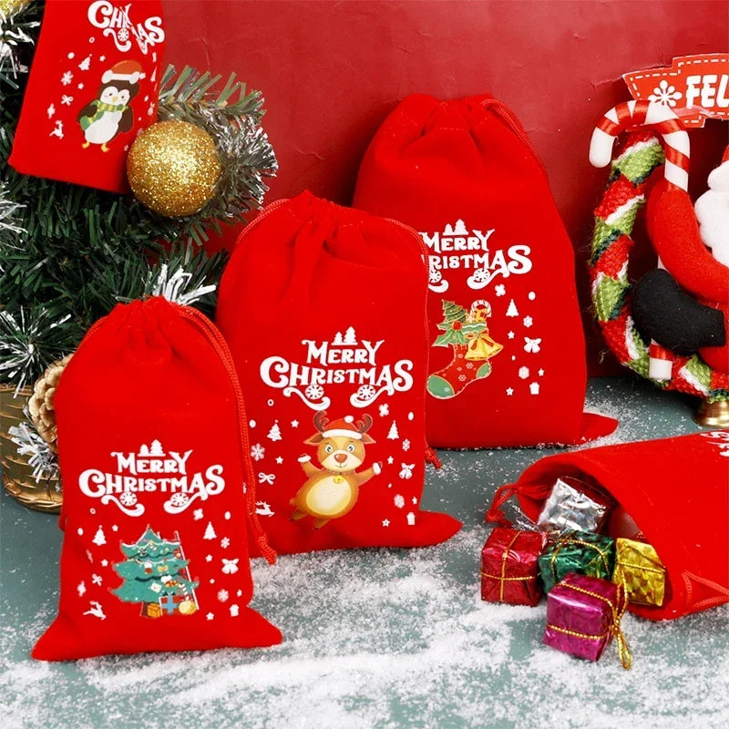 Drawstring Christmas Velvet Bag