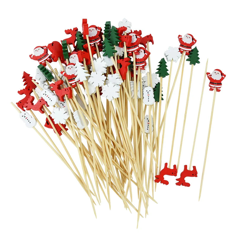 Christmas Bamboo Food Picks