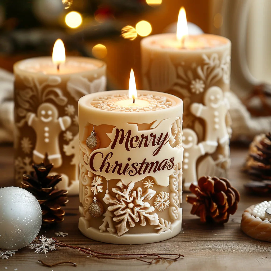 Snowman Snowflakes Pattern Candle