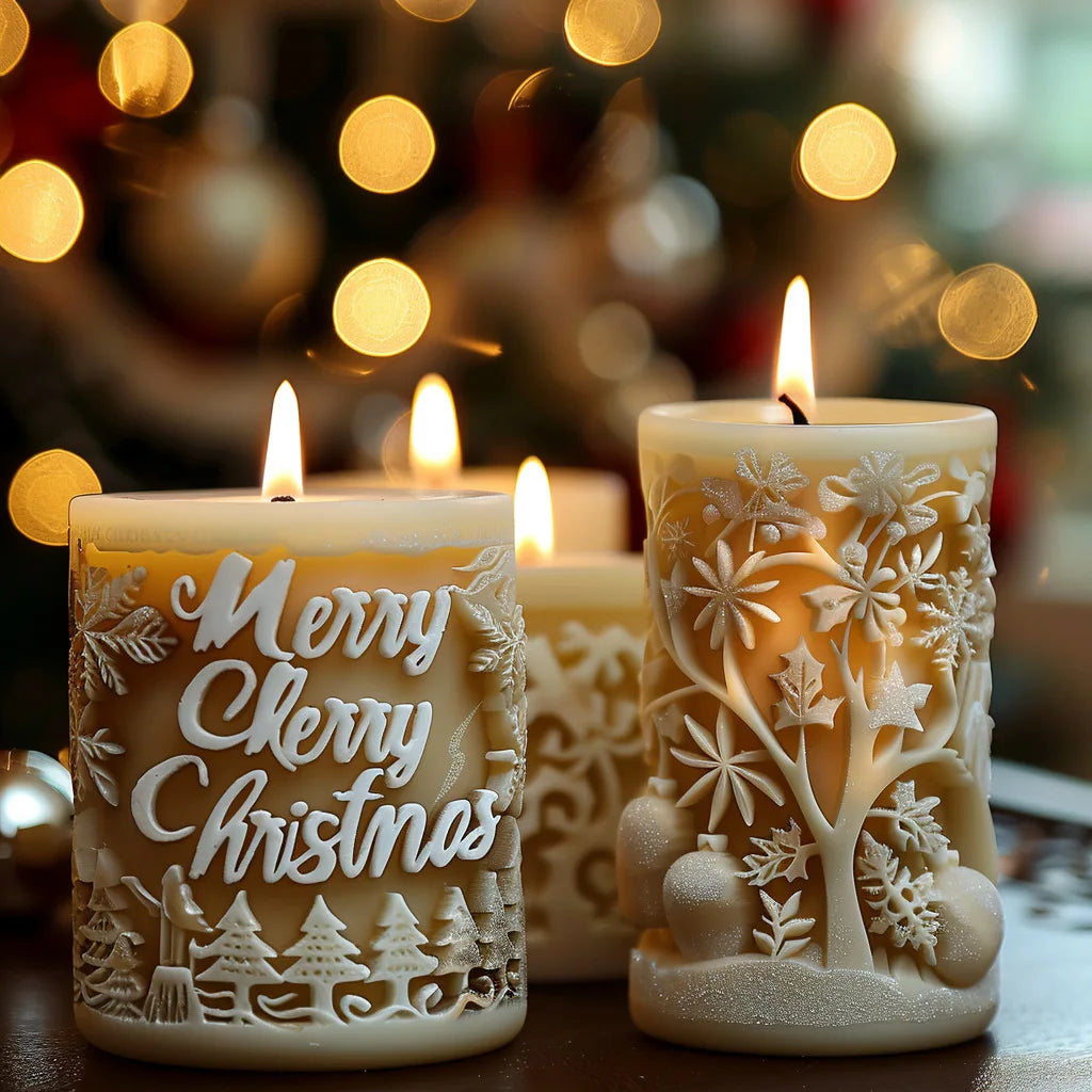 Snowman Snowflakes Pattern Candle