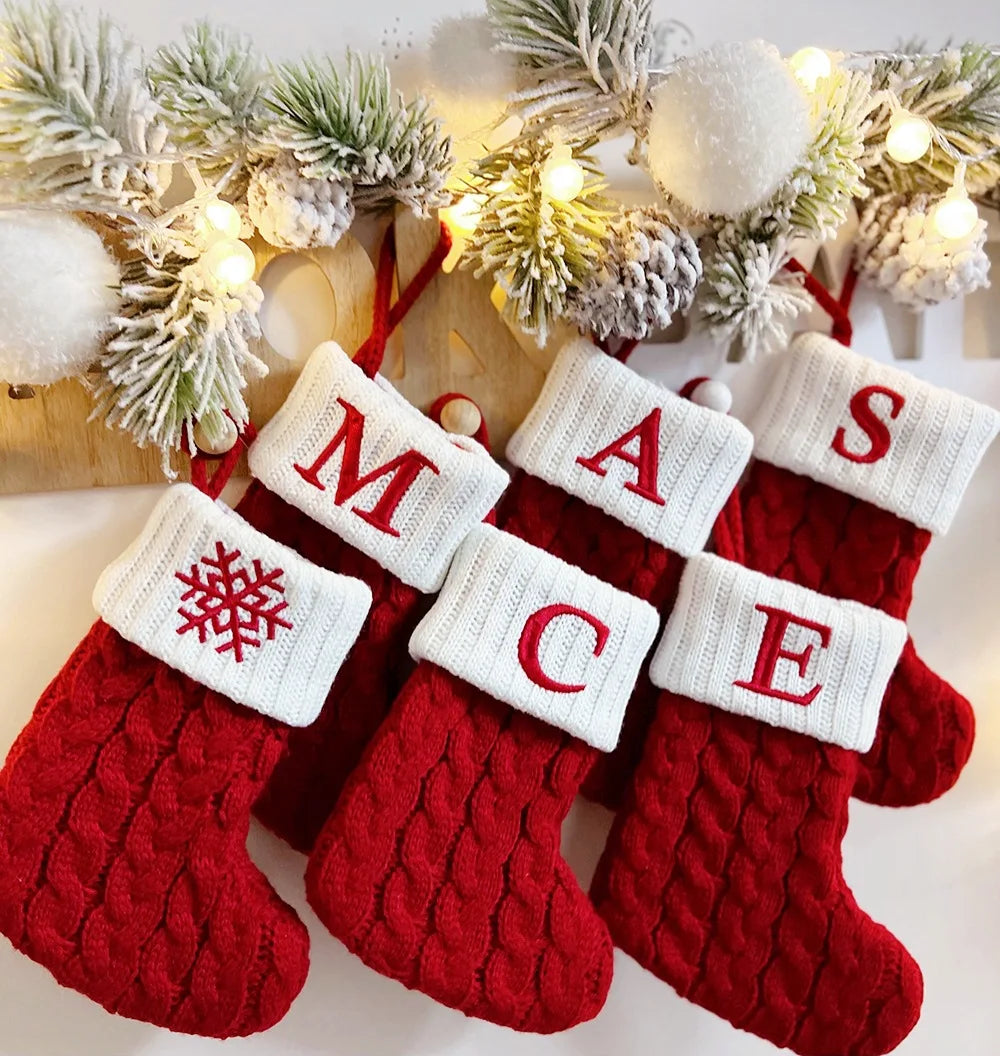 Letters Christmas Tree Pendant Socks