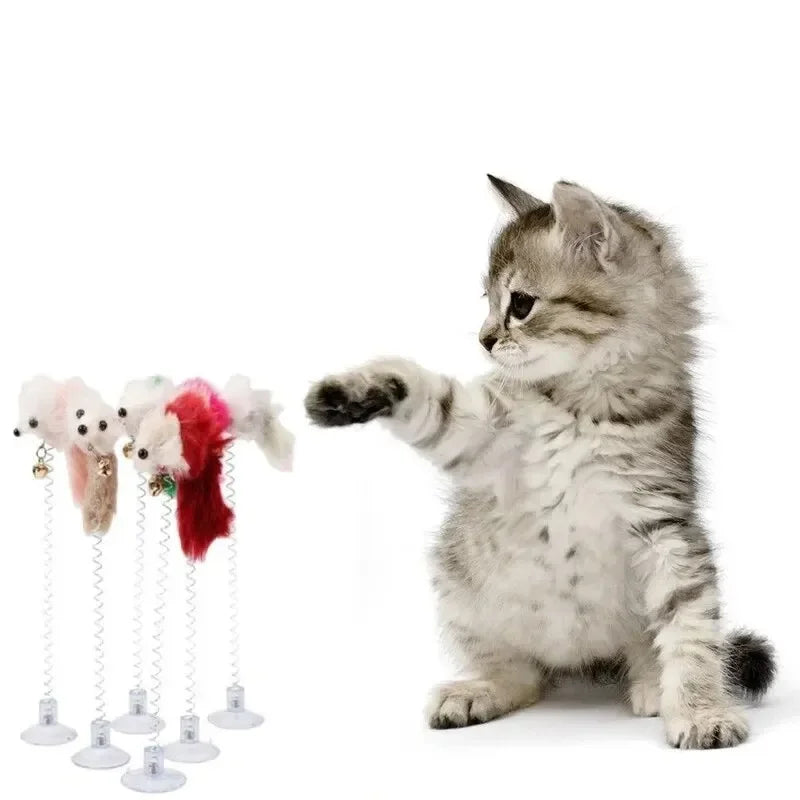 Cat Suction Cup Spring Mouse Toy