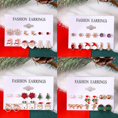 Christmas Xmas Tree Elk Earrings